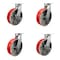 Service Caster 12'' Heavy Duty Red Poly on Cast Iron Caster Set 2 Swivel Lock 2 Brakes, 4PK CRAN-SCC-KP92S1230-PUR-RS-BSL-2-SLB2 - alternate 1